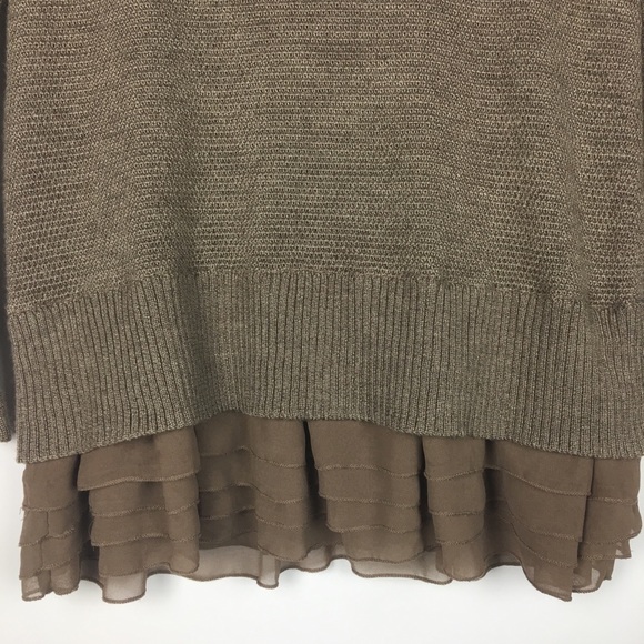 * Soft Surrounding Ruffle Hem tan tunic Sweater - Picture 4 of 6
